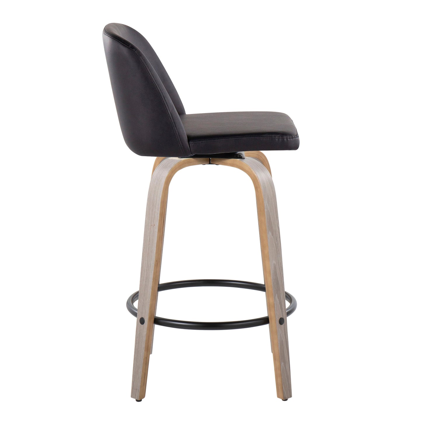 Toriano - Contemporary Fixed Height Counter Stool With Swivel & Round Footrest (Set of 2)