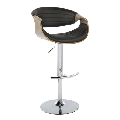 Symphony - Mid Century Modern Adjustable Barstool With Swivel & Rounded T Footrest (Set of 2)