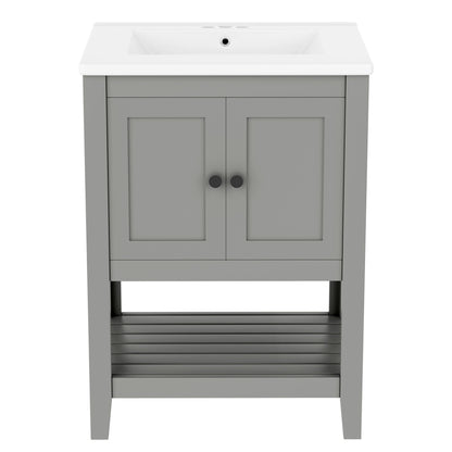 Modern Bathroom Vanity With Sink And Open Shelf