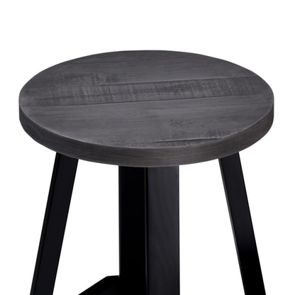 Rustic Distressed Solid Wood Round Dining Stool - Gray