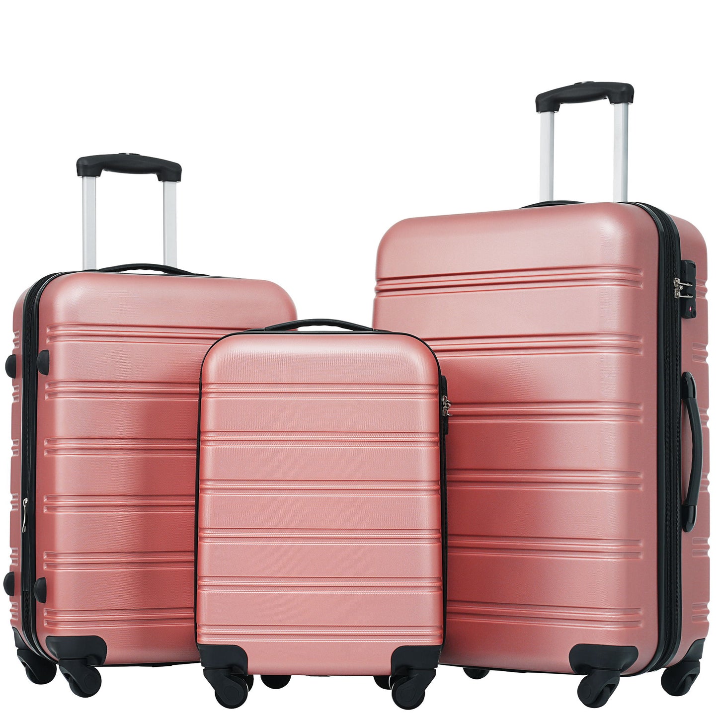 3 Piece Luggage Set Hardside Spinner Suitcase With Tsa Lock 20" 24' 28" Available - Rose Gold