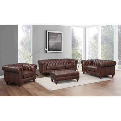 Alton Bay - Leather Ottoman - Brown