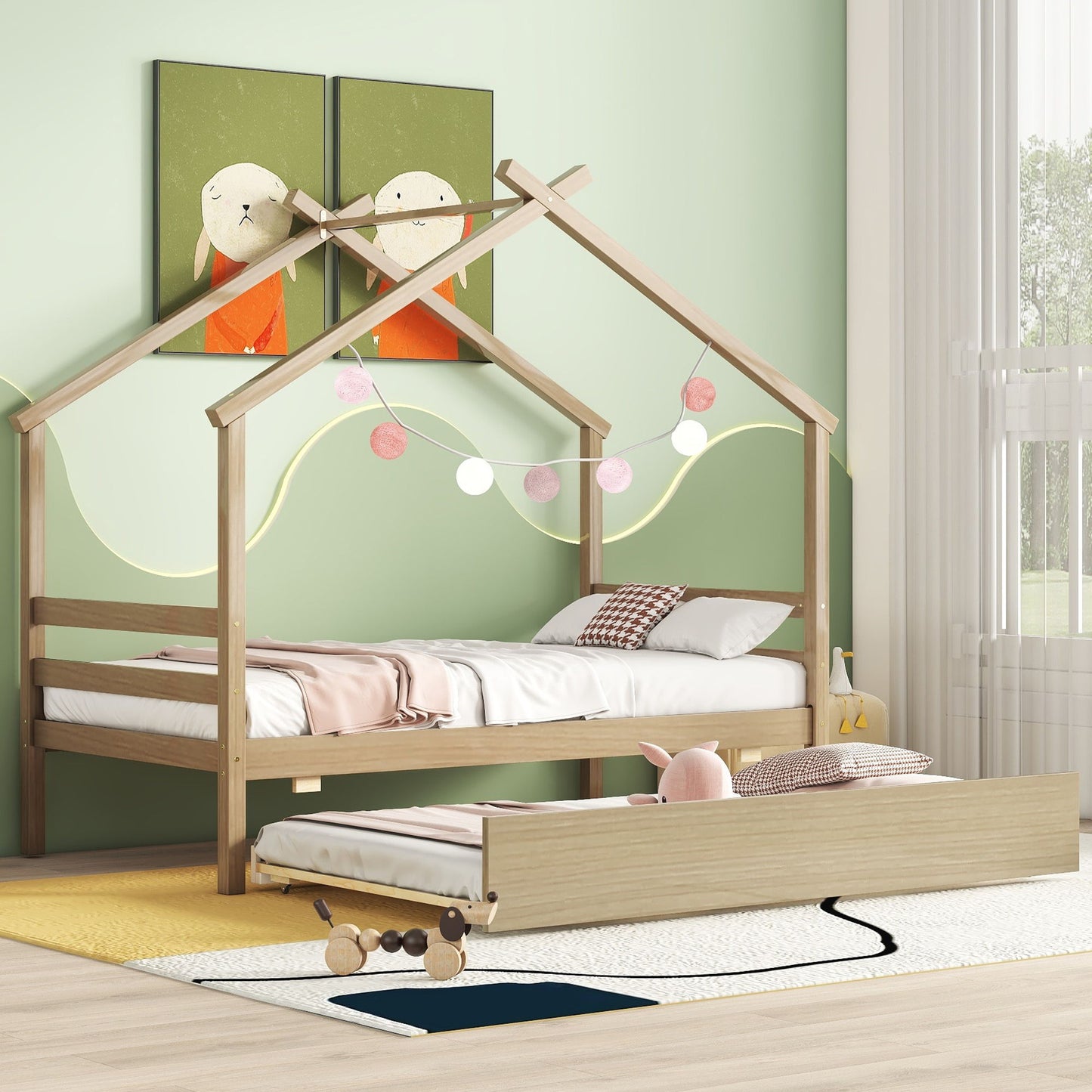 House-Shaped Bed With Trundle