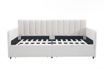 Flora - Upholstered Daybed With 2 Drawers Ribbed Tufted Backrest in Lavish Modern Design