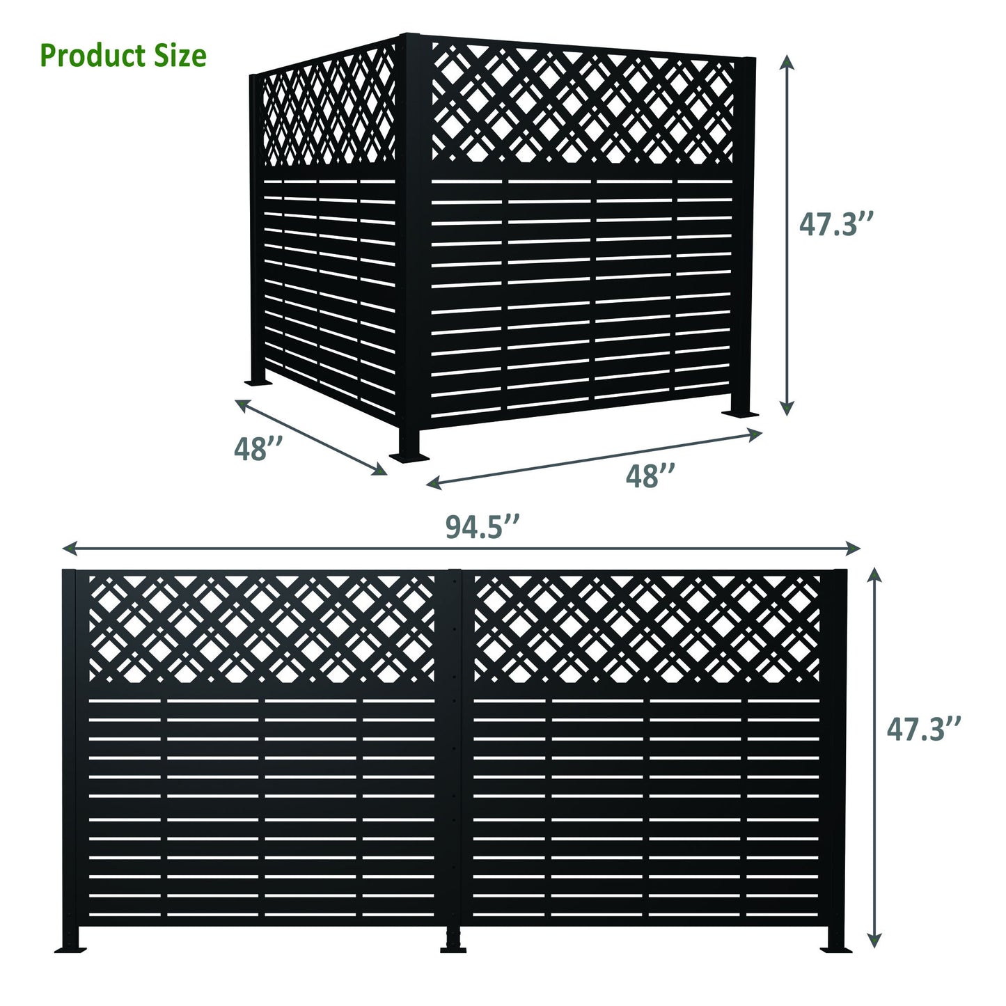 2 Panels Privacy Screen Outdoor Privacy Panels, Trash Can Enclosure, Air Conditioner Fence - Black
