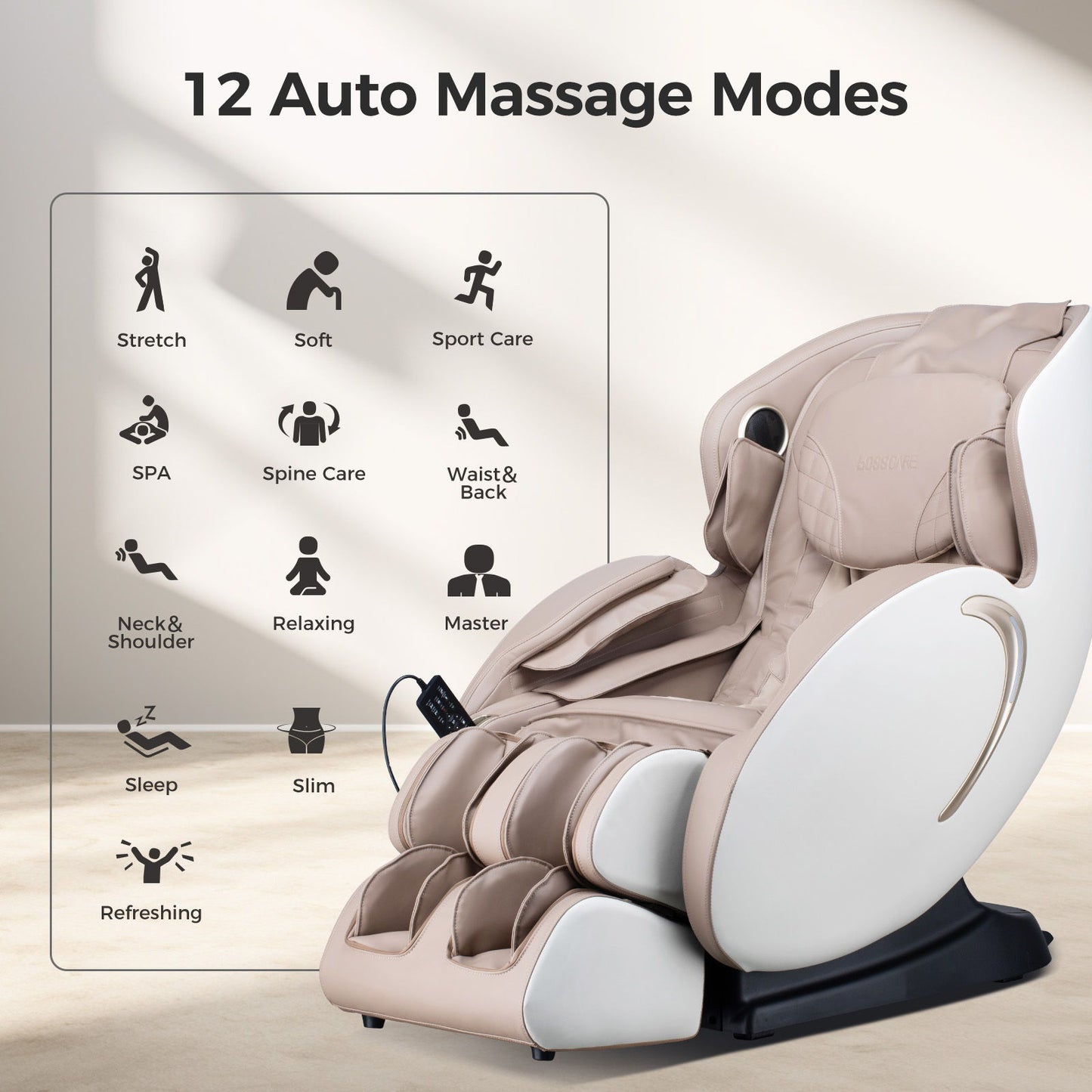 Bosscare - 3D Zero Gravity Massage Chair, Full Body Shiatsu Recliner With App