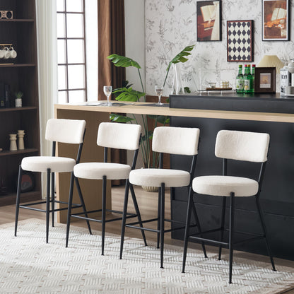 Modern Teddy Fabric Upholstered Bar Stools - Black Legs