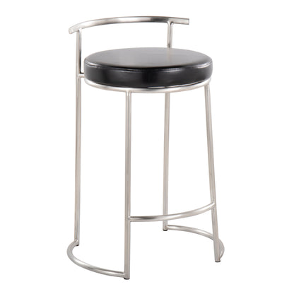 Fuji - Round, Contemporary Fixed Height Counter Stool (Set of 2)