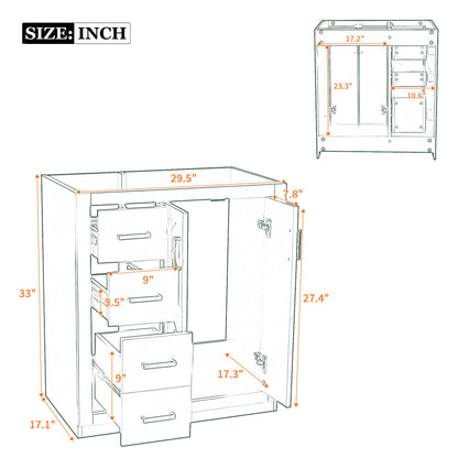 Retro Style Bathroom Vanity With 3 Drawers & Soft-Closing Doors