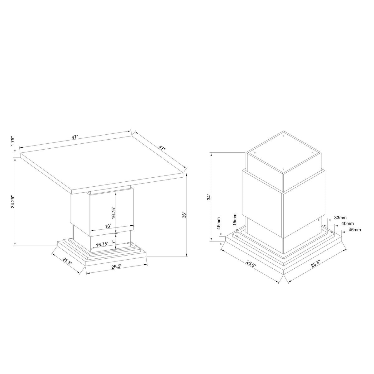Sammi - Bar Table With And Pedestal Base - Black / White Print