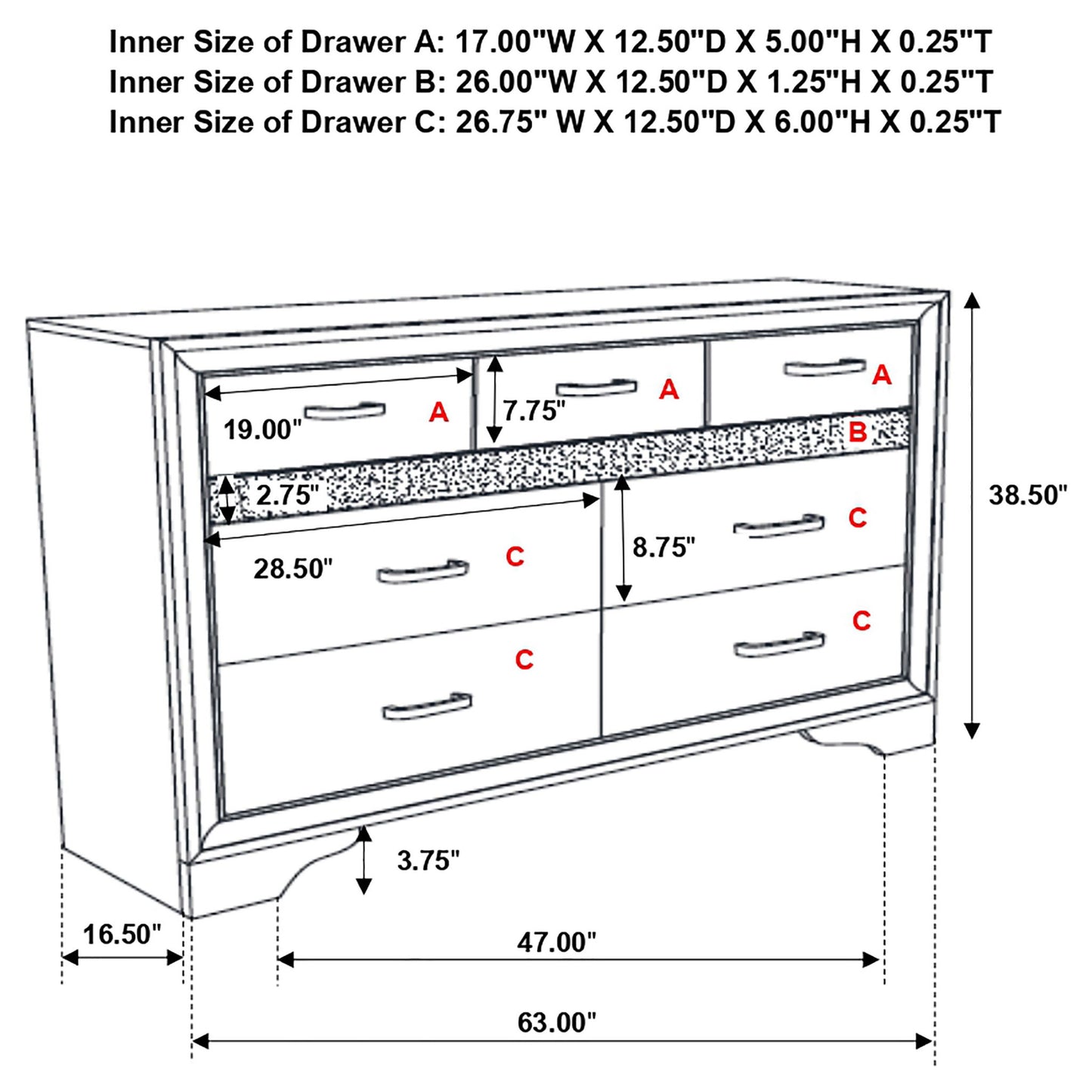 Annie - 9 Drawer Dresser