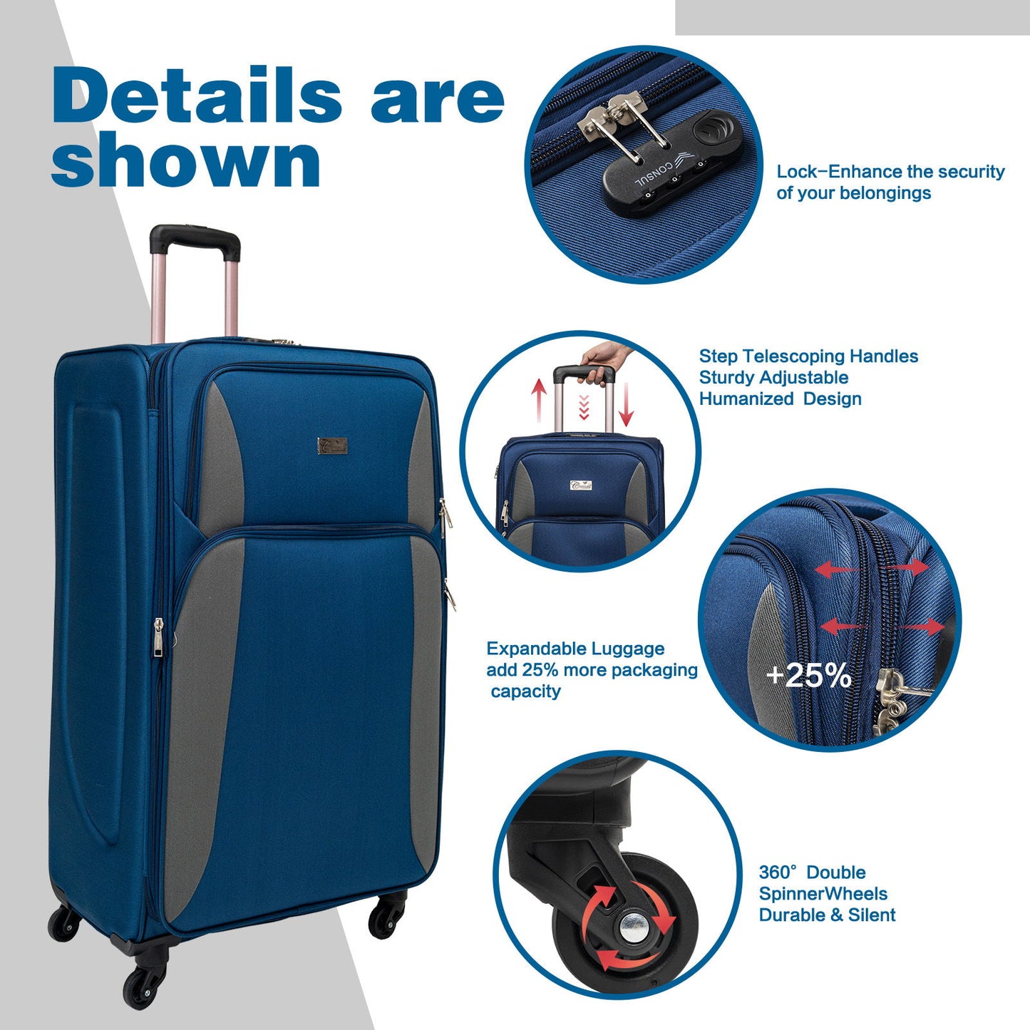 4 Piece Set Softshell Luggage