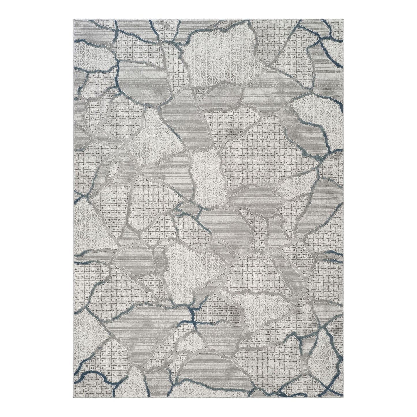 Geometrix - 5'3" X 7'3" Area Rug, Geometric 3D Effect - Gray / Ivory