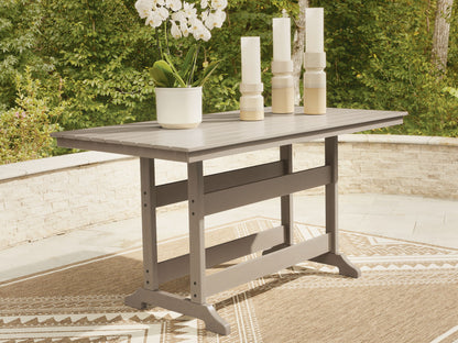 Sandy Dune - Rectangular Counter Height Dining Table With Umbrella Option - Medium Brown
