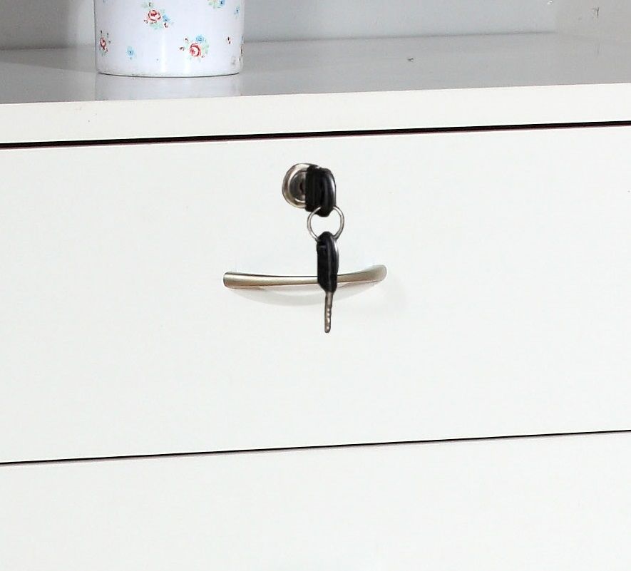 5 Drawer Chest Metal Handles Locking Top Drawer Metal Glide Rails Melamine Laminate