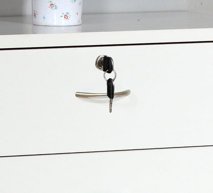 5 Drawer Chest Metal Handles Locking Top Drawer Metal Glide Rails Melamine Laminate