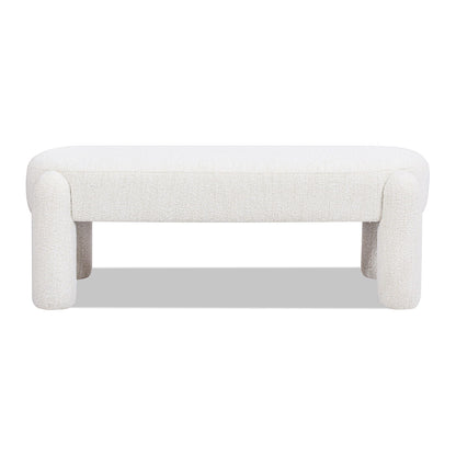 Hugo - Oval Fully Upholstered Bench - Milk Cream White