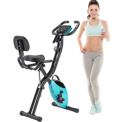 Exercise Bike Folding Stationary Bikes For Home With 16 Level Magnetic Resistance