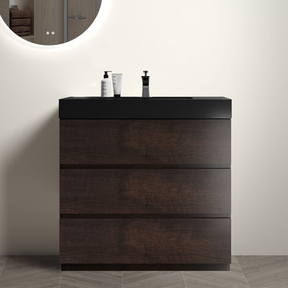 Alice - Bathroom Vanity With Large Storage Freestanding Bathroom Vanity, Sink For Modern Bathroom, One-Piece Sink Basin Without Drain And Faucet