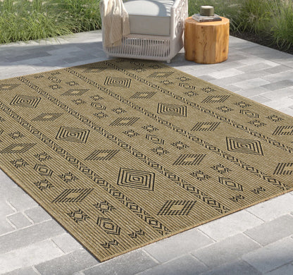 Earth - 5'3" X 7'3" Indoor, Outdoor Area Rug Polypropylene - Jute / Black