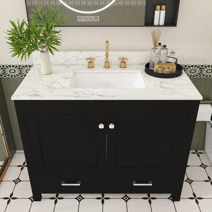 Bathroom Vanity Set, Sink And Faucet Holes Included - Black