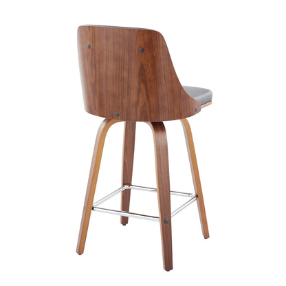 Gianna - Mid Century Modern Fixed Height Counter Stool With Swivel With Square Footrest (Set of 2)