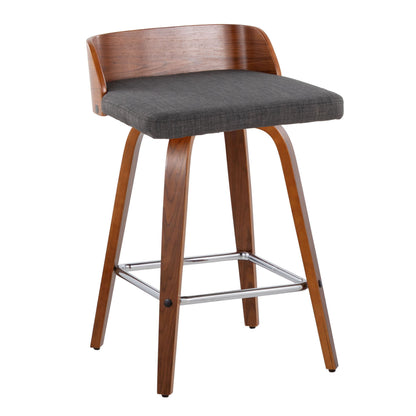 Maya - Mid Century Modern Fixed Height Counter Stool & Swivel With Square Footrest (Set of 2)