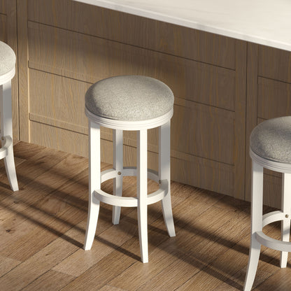 Backless Swivel Stool With Upholstered Seat
