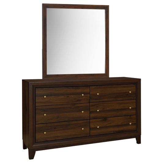 Welsley - 6-Drawer Dresser And Mirror - Walnut