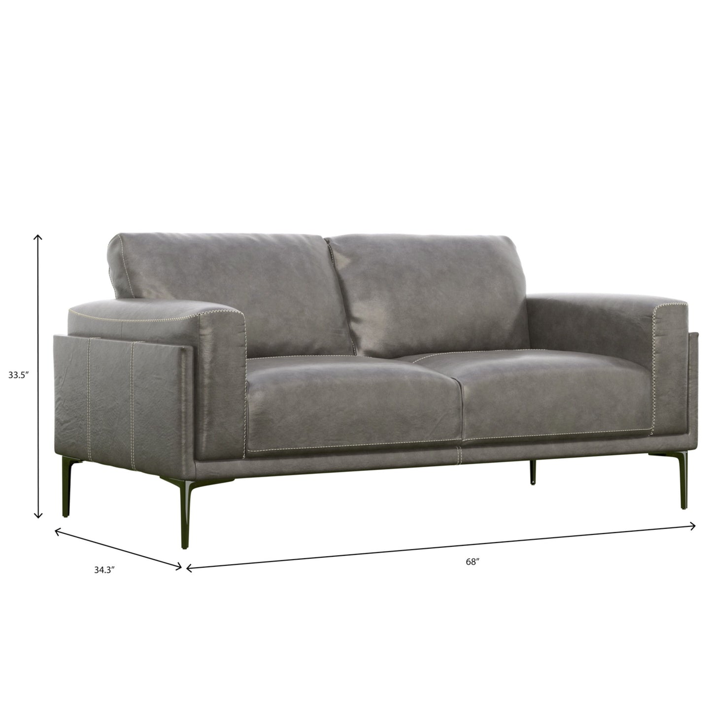 Onyx - Leather Loveseat - Gray