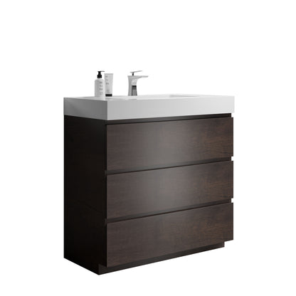 Alice - Bathroom Vanity With Large Storage Freestanding Bathroom Vanity, Sink For Modern Bathroom, One-Piece Sink Basin Without Drain And Faucet