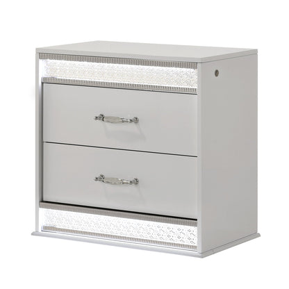 Glam - 2 Drawer Nightstand With LED Lighting - White