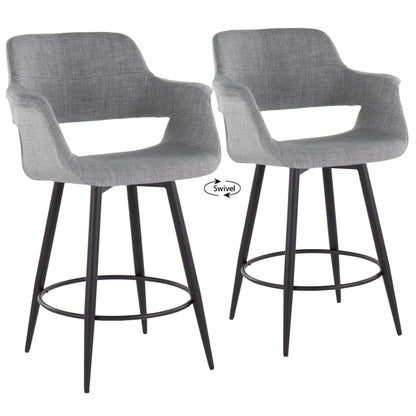 Vintage Flair - Mid Century Modern Fixed Height Counter Stool With Swivel With Round Footrest (Set of 2)