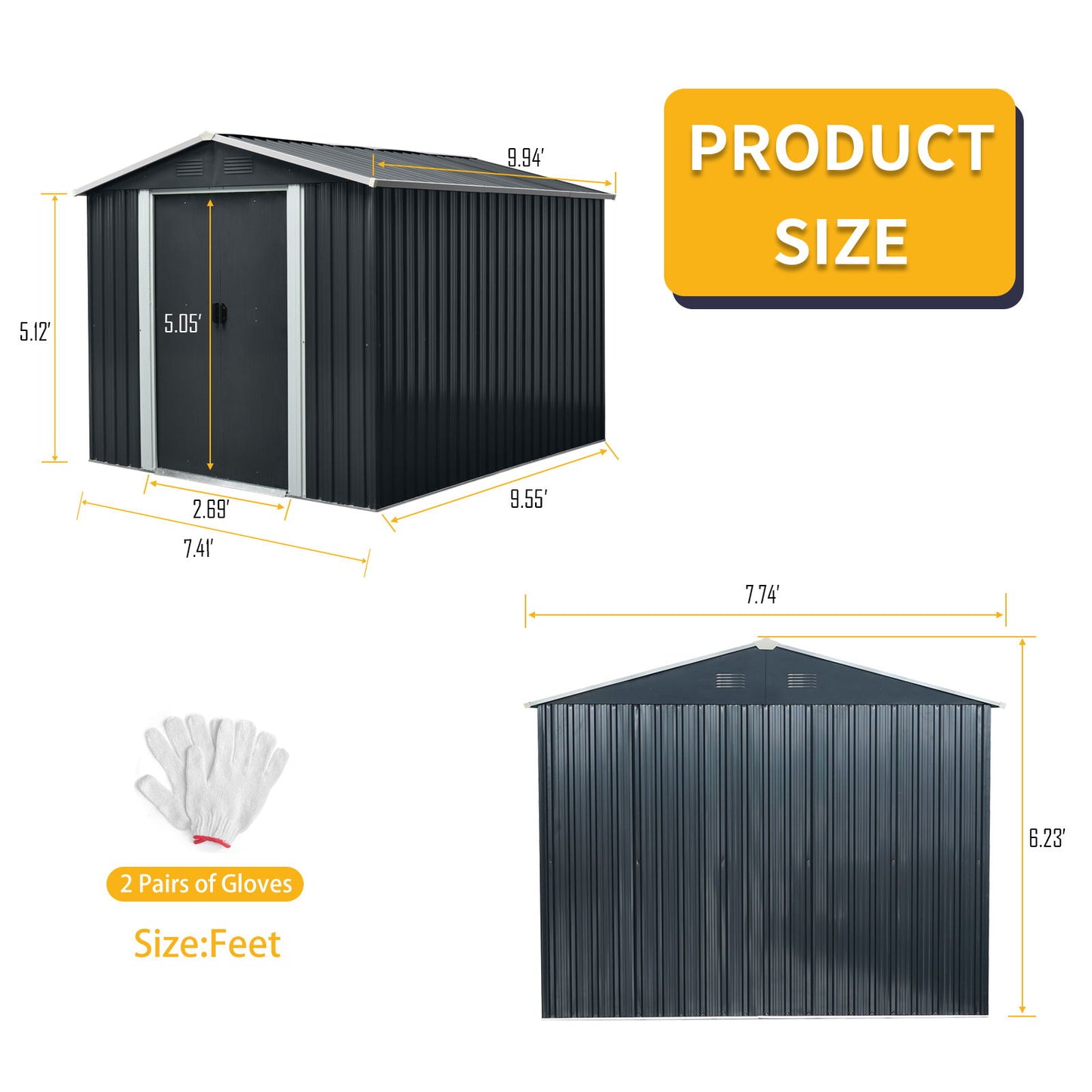 Outdoor Metal Storage Shed With Floor Base