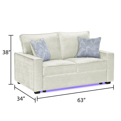 Rita - Loveseat, LED Base Lighting, Cushions And 2 Accent Pillows