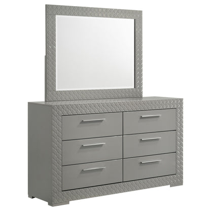 Ives - 6-Drawer Dresser And Mirror - Gray High Gloss