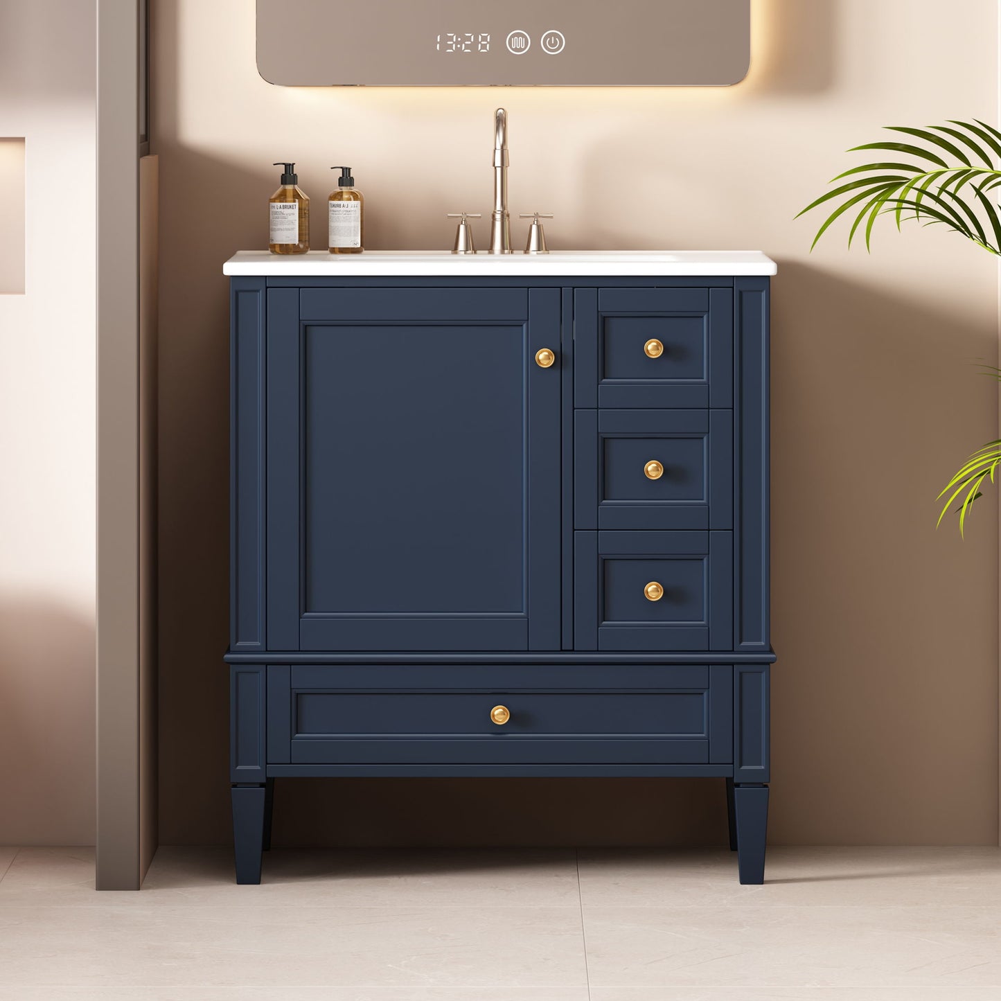 Bathroom Vanity With Sink, 3 Drawer Storage Cabinet