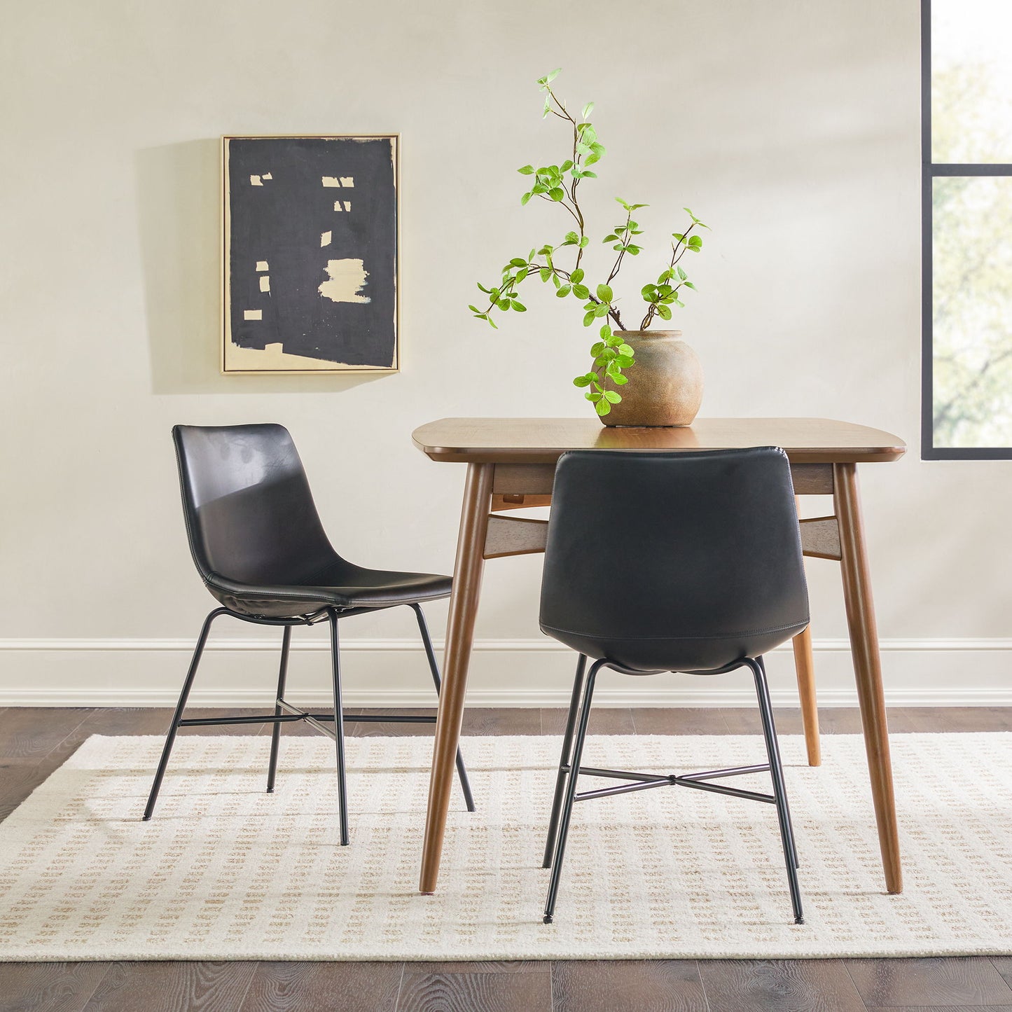 Modern Upholstered Dining Chair With Metal X Base (Set of 2)