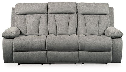 Mitchiner - Fog - REC Sofa w/Drop Down Table