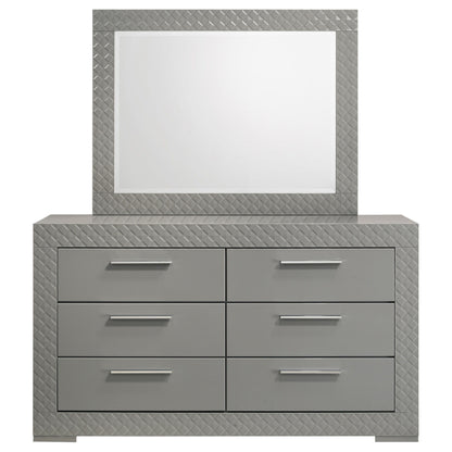 Ives - 6-Drawer Dresser And Mirror - Gray High Gloss