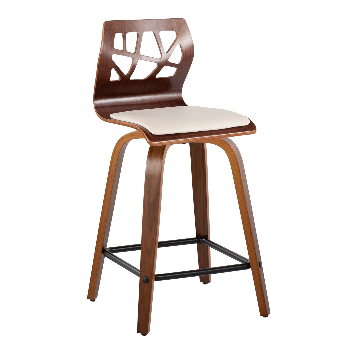 Folia - Mid Century Modern Fixed Height Counter Stool With Swivel With Square Footrest (Set of 2)