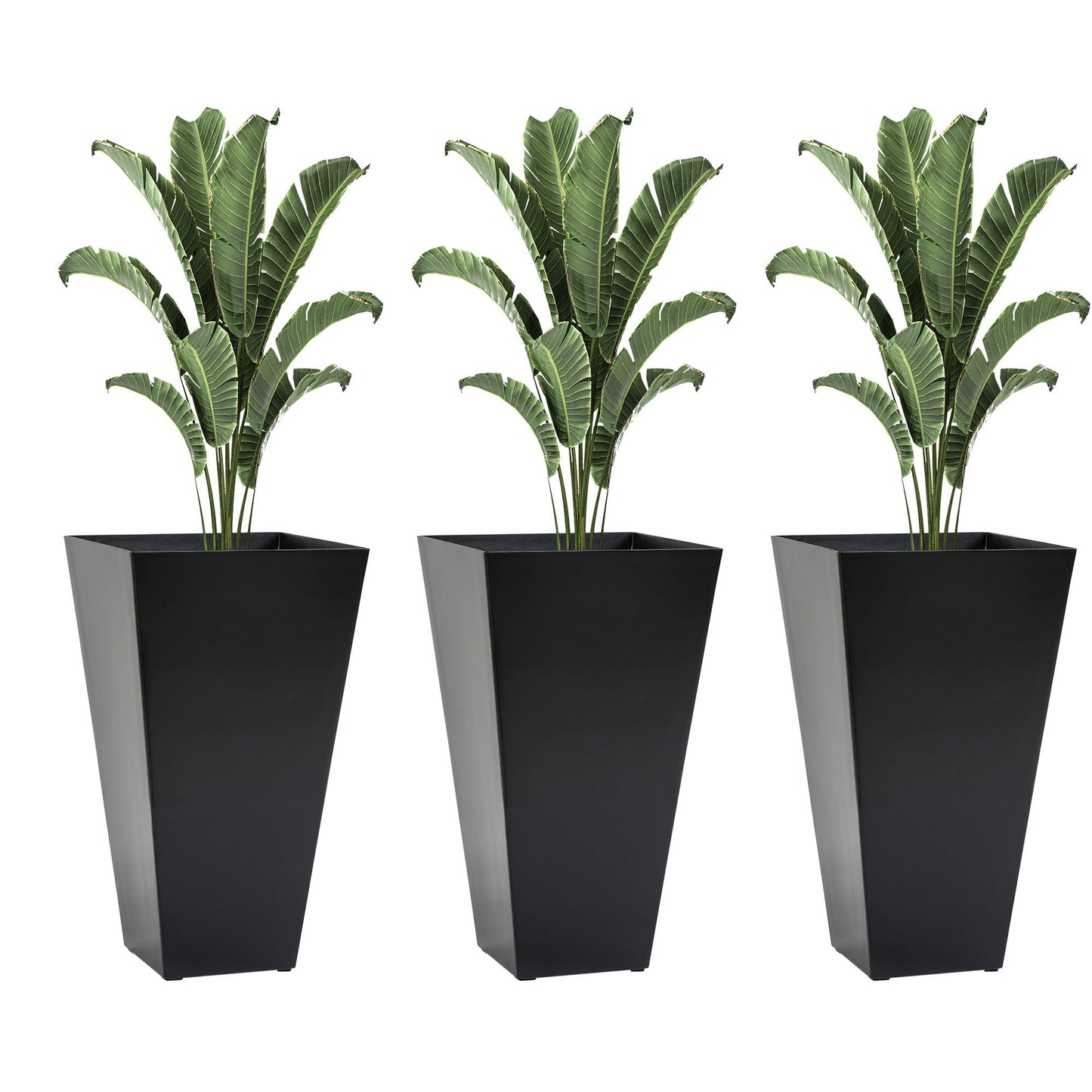 Outsunny - Outdoor Planters (Set of 3) Large Taper Planters With Drainage Holes And Plug, Faux Wood Plastic Flower Pots For Outdoor, Indoor, Garden, Patio