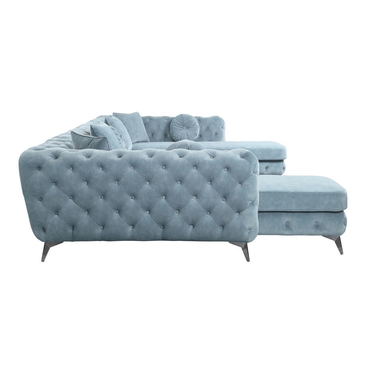 Zerah - Sectional Sofa With 7 Pillows - Dusty Blue