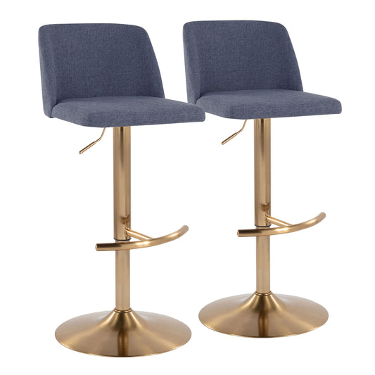 Toriano - Contemporary Adjustable Barstool With Swivel With Rounded T Footrest (Set of 2)