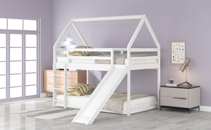 House Shape Bunk Bed With Slide And Ladder