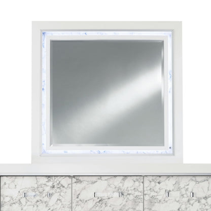 Skye - Marble Mirror - White