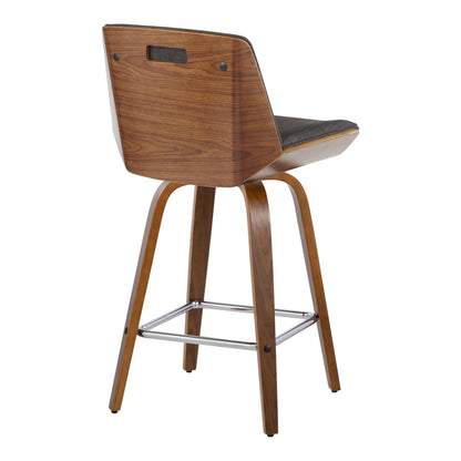 Corazza - Mid Century Modern Fixed Height Counter Stool With Swivel And Square Footrest (Set of 2)