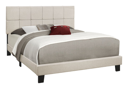 Queen Size Bed, Upholstered, Transitional - Beige