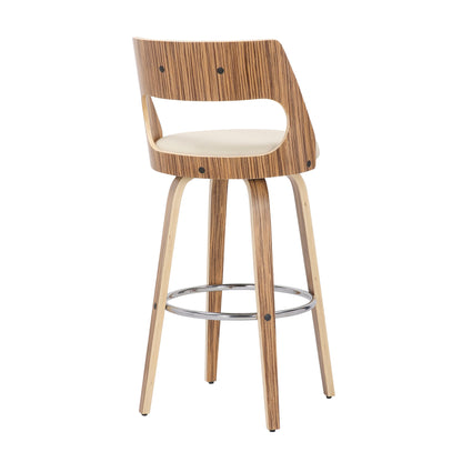 Cecina - Mid-Century Modern Fixed Height Barstool With Swivel (Set of 2) - Zebra / Cream