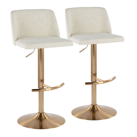 Toriano - Contemporary Adjustable Barstool Swivel With Rounded T Footrest (Set of 2)